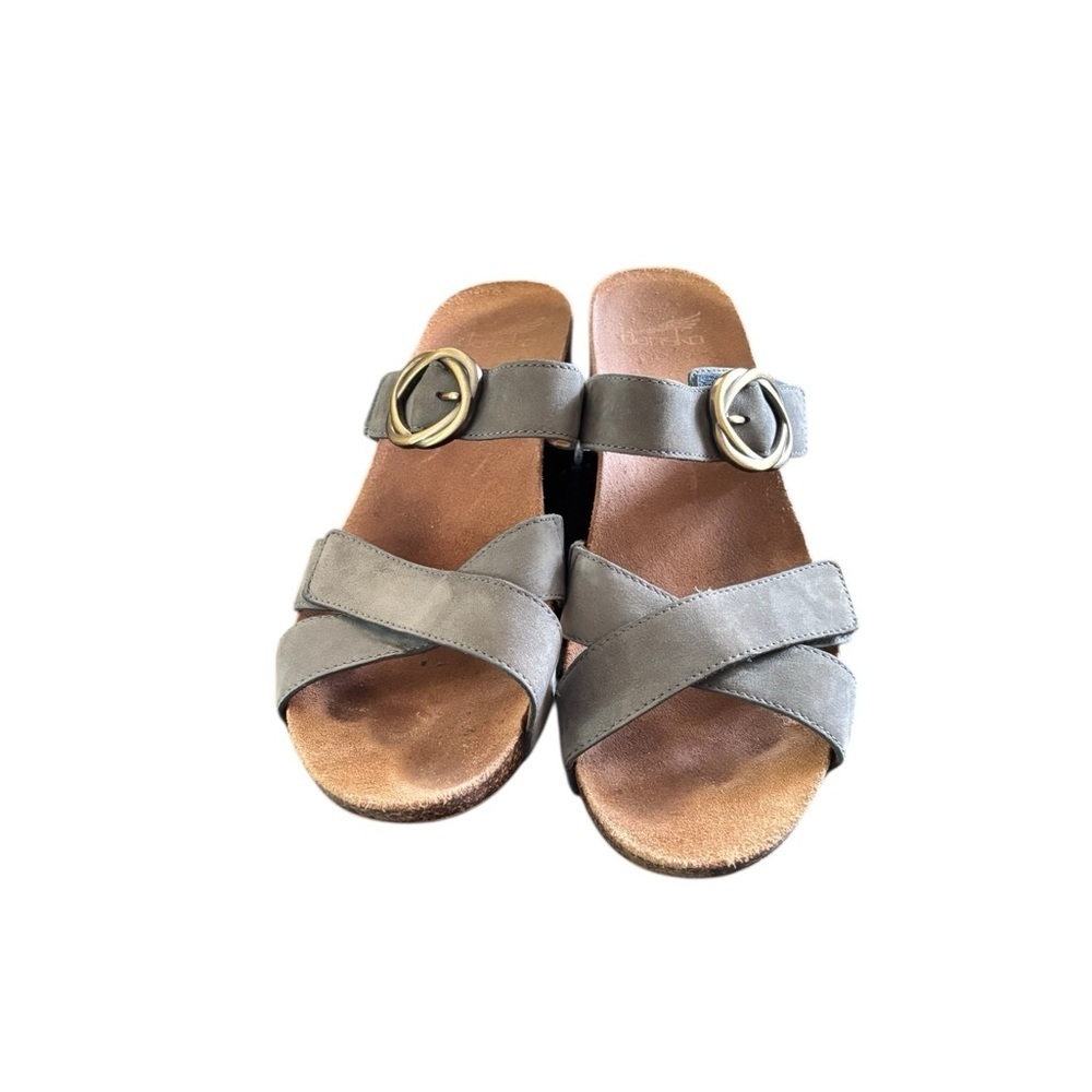 Dansko Susie Nubuck Wedge Sandal 41/10.5-11 Smokey Blue Comfort Adjustable Strap - Picture 4 of 5